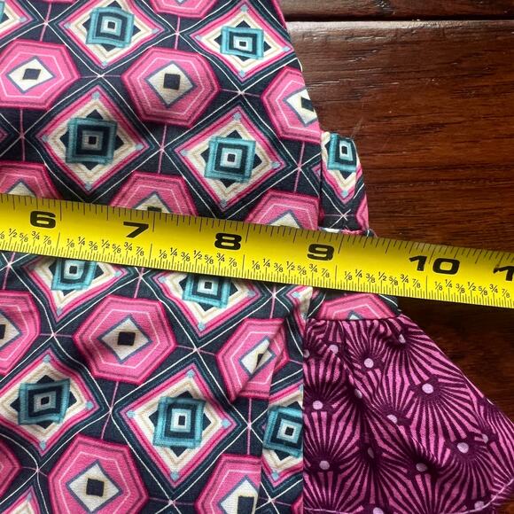Ricrac &Ruffles Girls 12m Purple Pink Geometric Summer Bubble Romper Ruffle - Picture 6 of 7